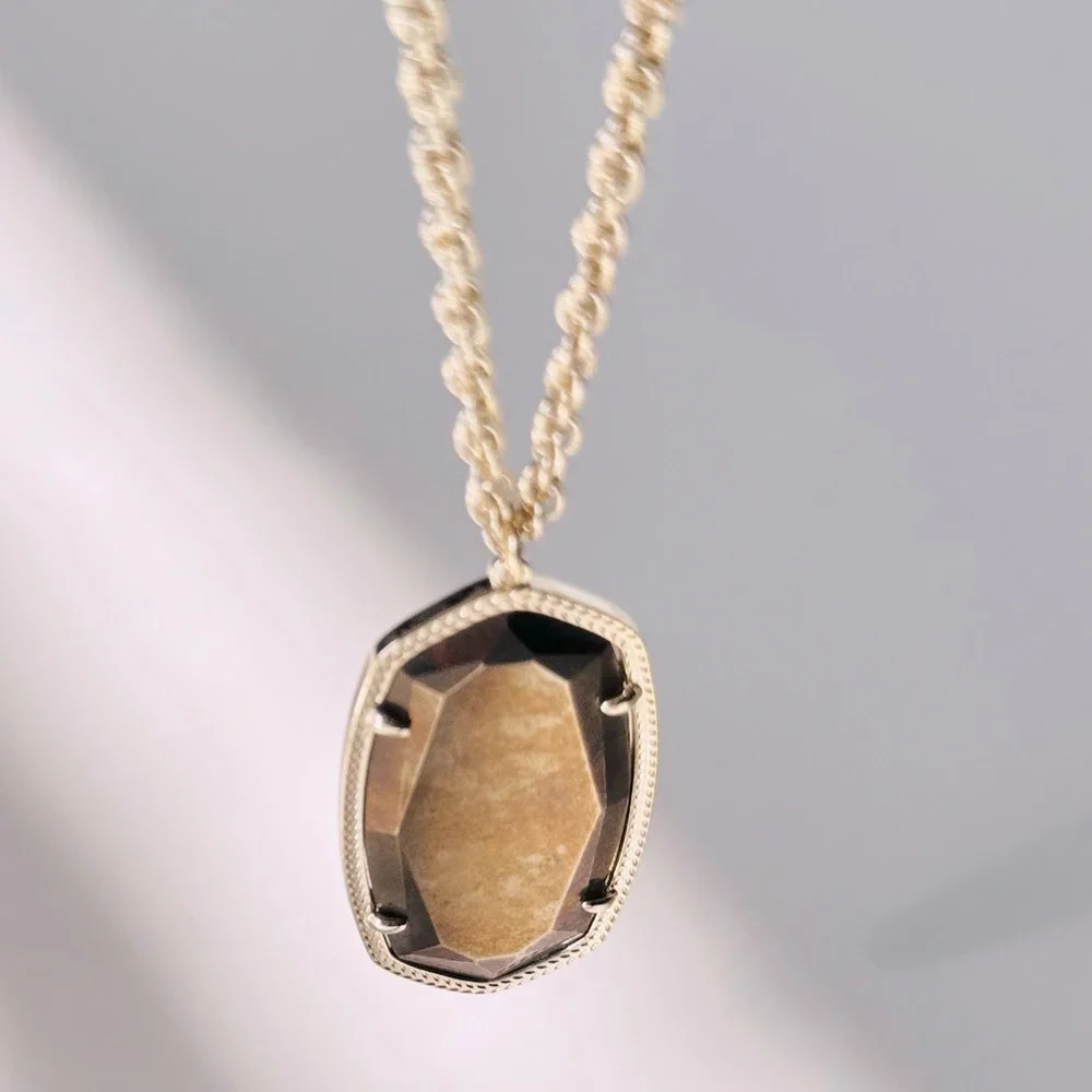 KENDRA SCOTT Gold & Brown Pyrite Long Necklace & Pendant - Picture 6 of 10